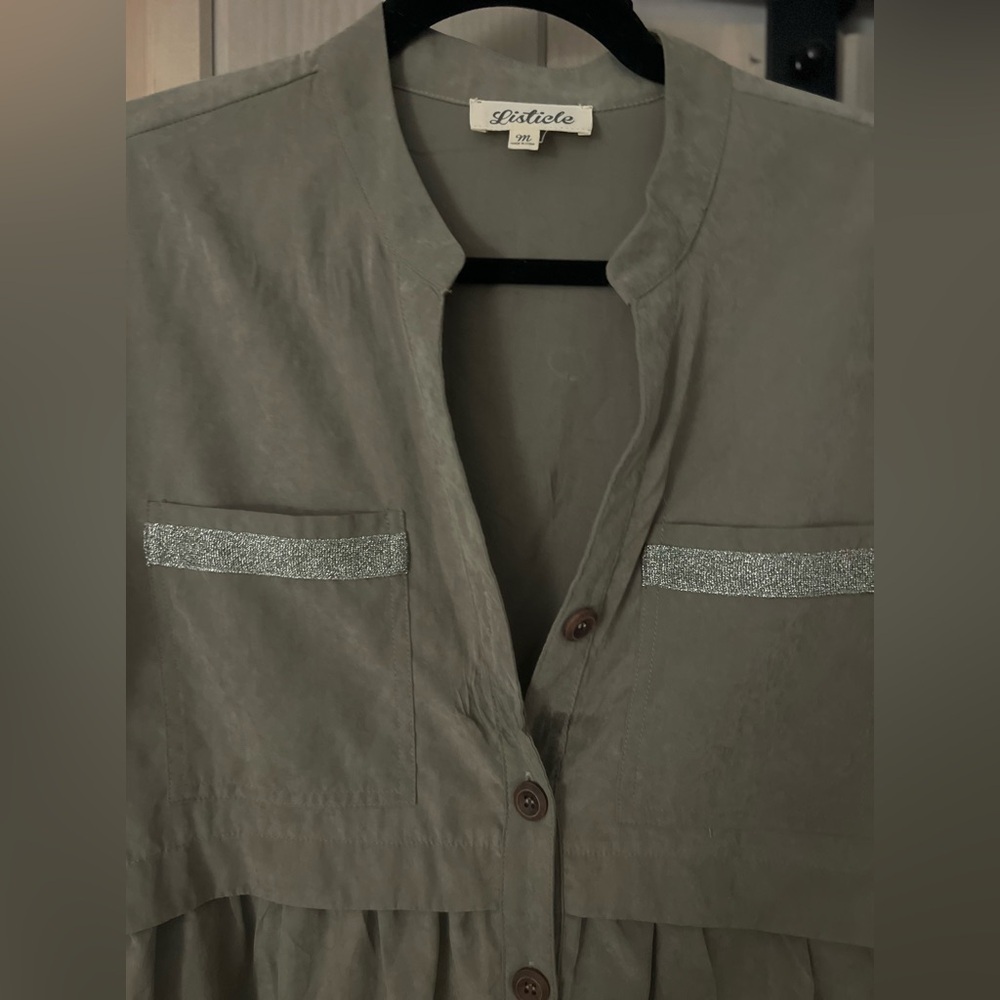 FLAW Listicle Button Front Mini Shirt Dress - Picture 2 of 7